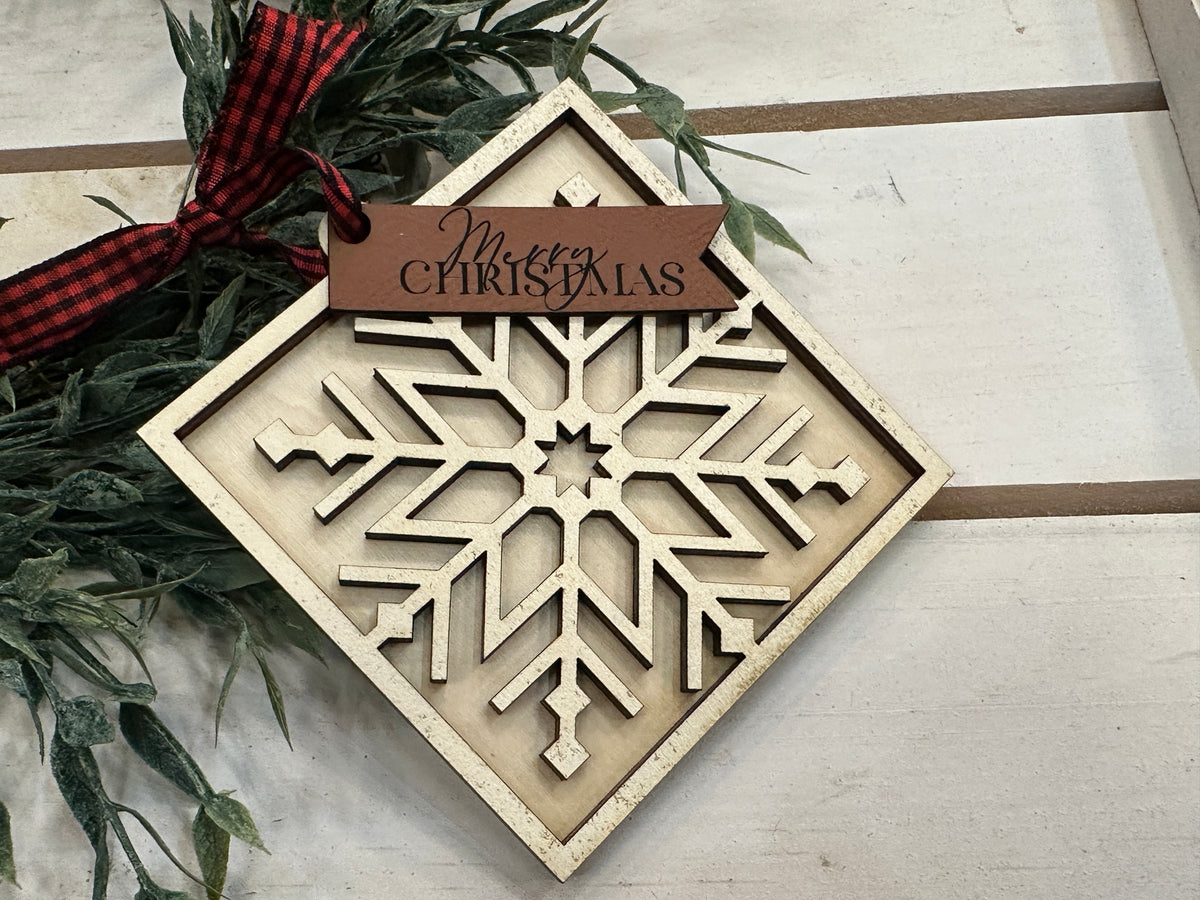 Handmade Merry Christmas Snowflake Ornament