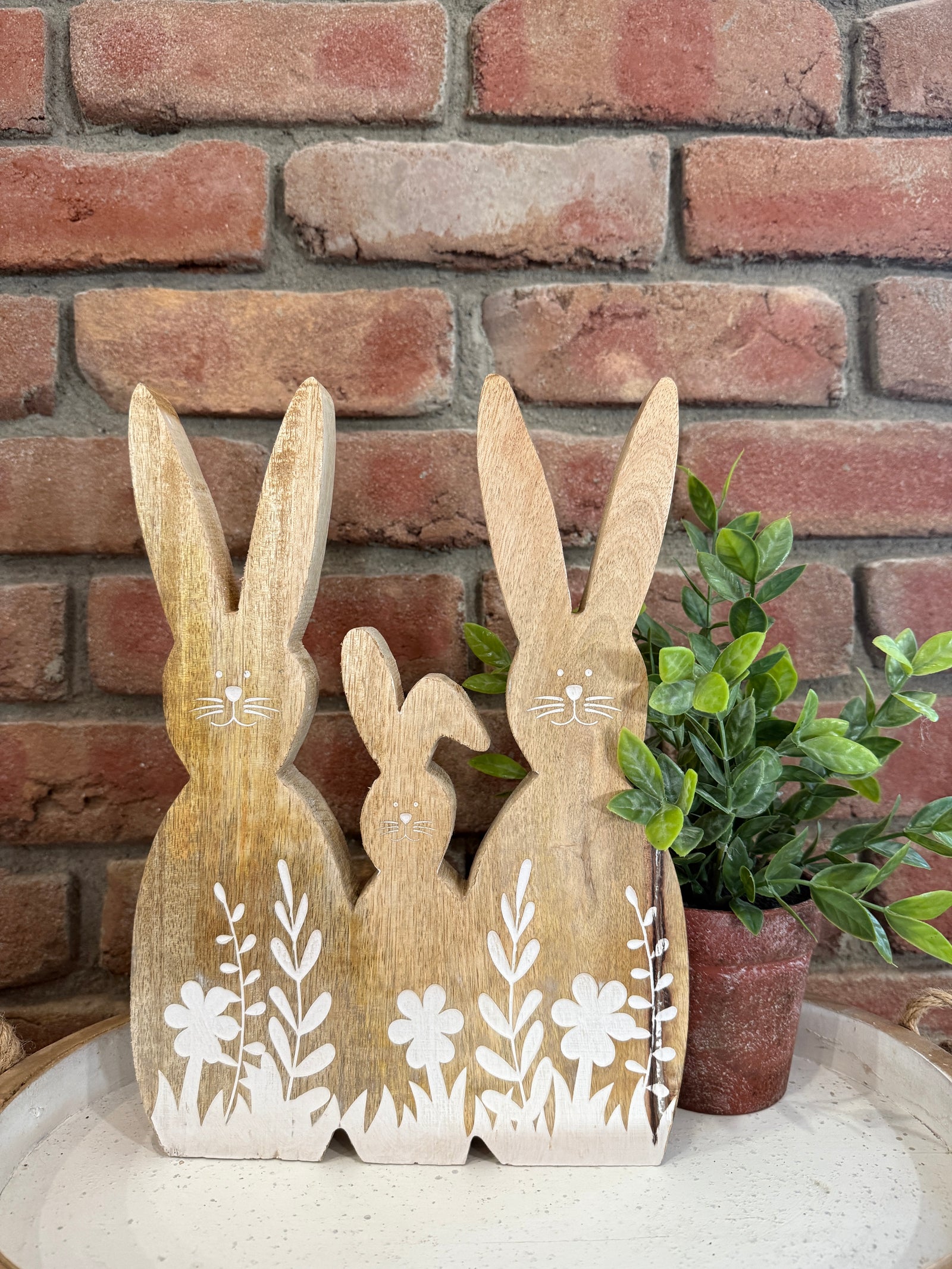 Trio Wooden Bunny