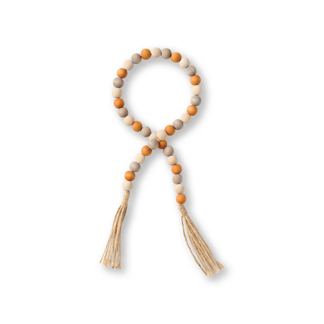 White Orange Gray Beaded Tassel Garland