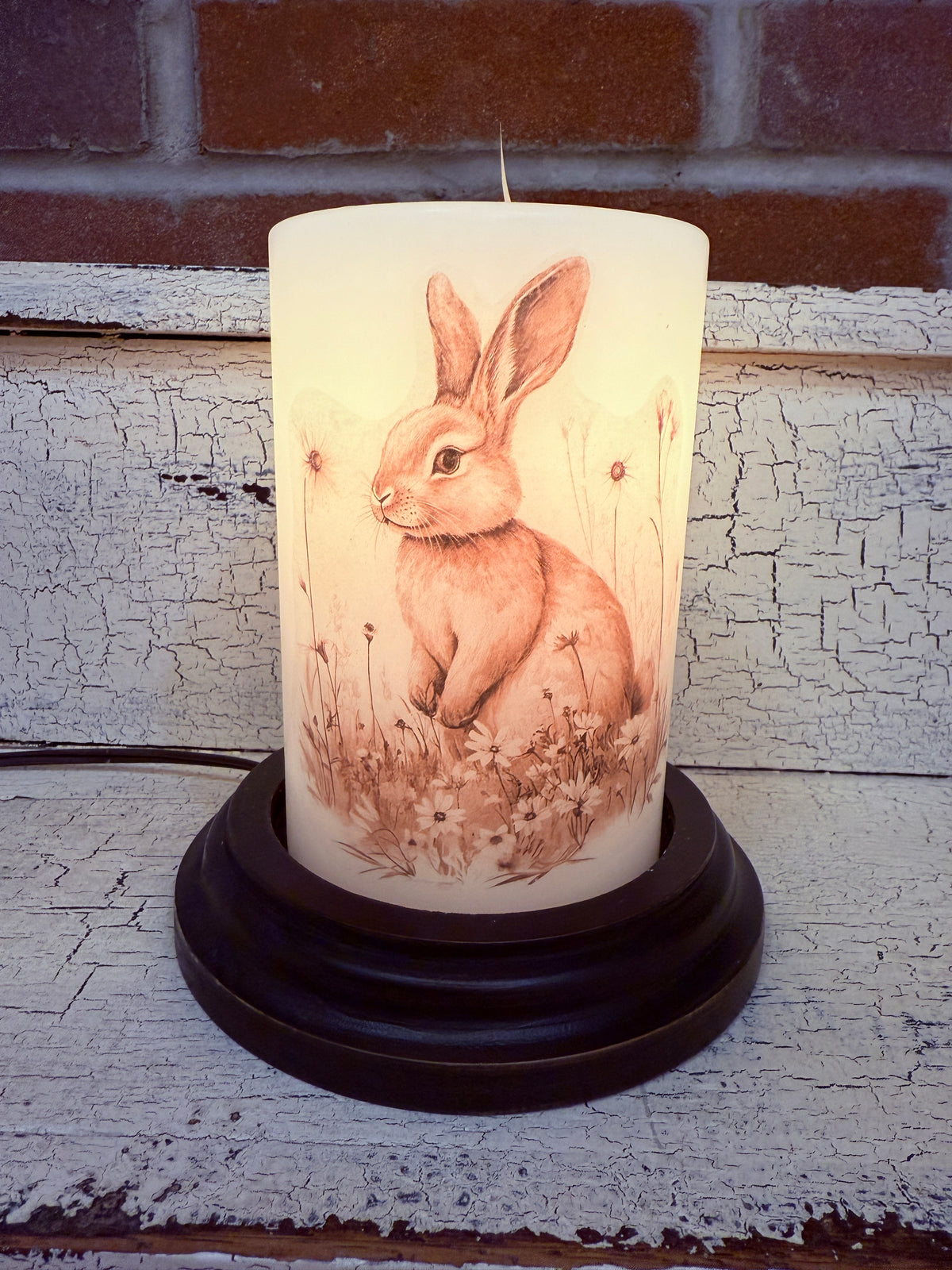 Neutral Sketched Bunny Candle Sleeve