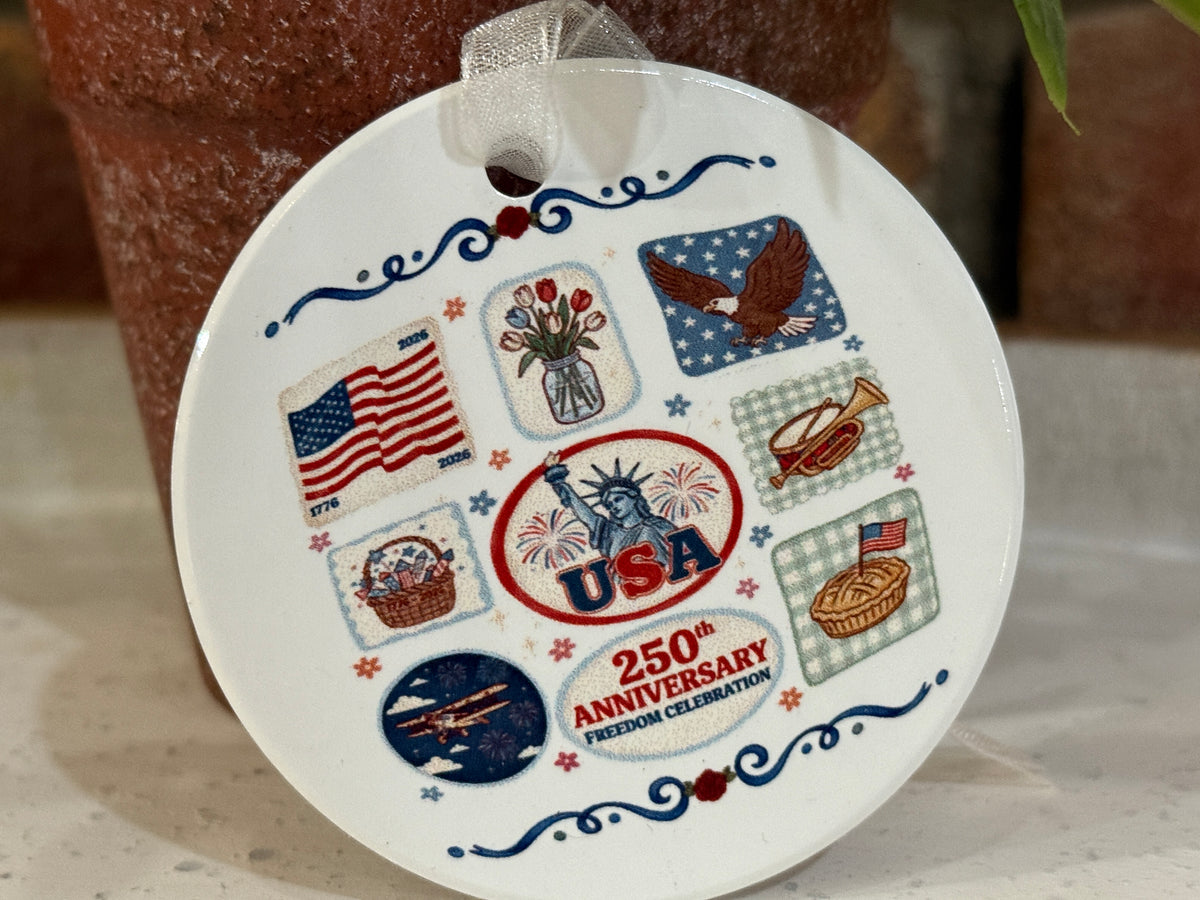 Patriotic Collage 250 Anniversary Ornament