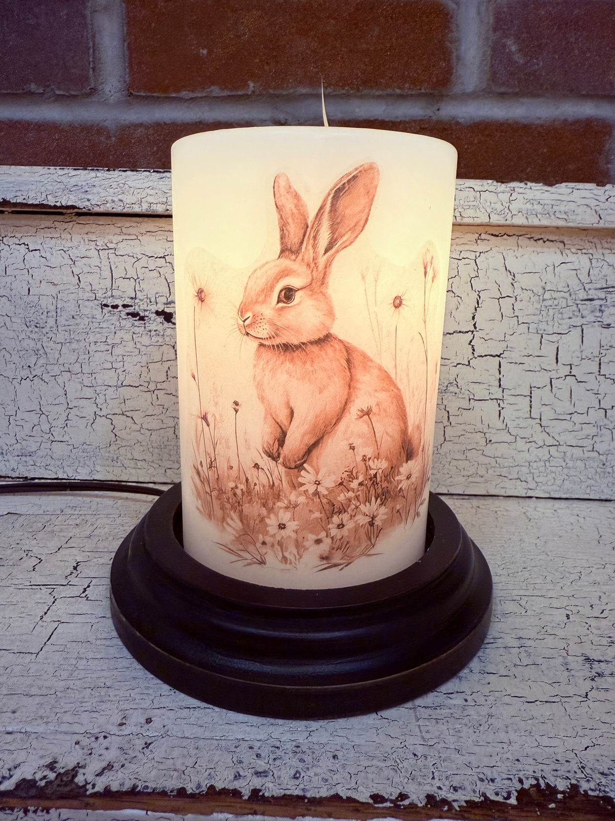 Neutral Sketched Bunny Candle Sleeve