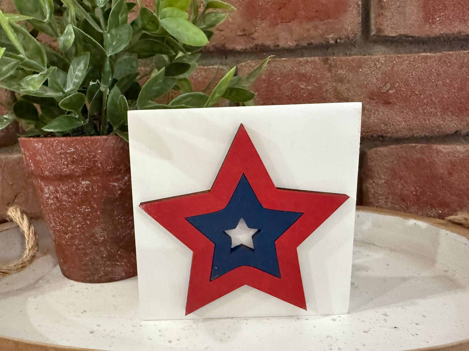 Star Wood Block Sign