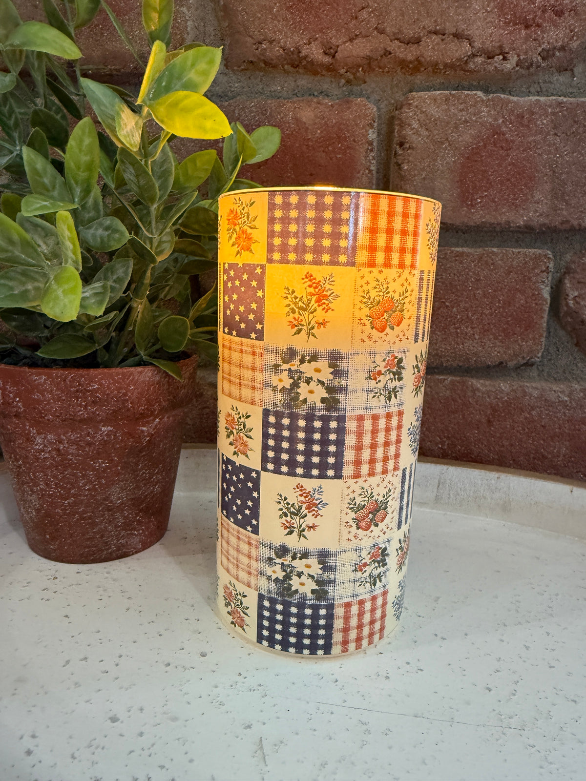 Patchwork Glass 3D Flame Candle - 3 Sizes