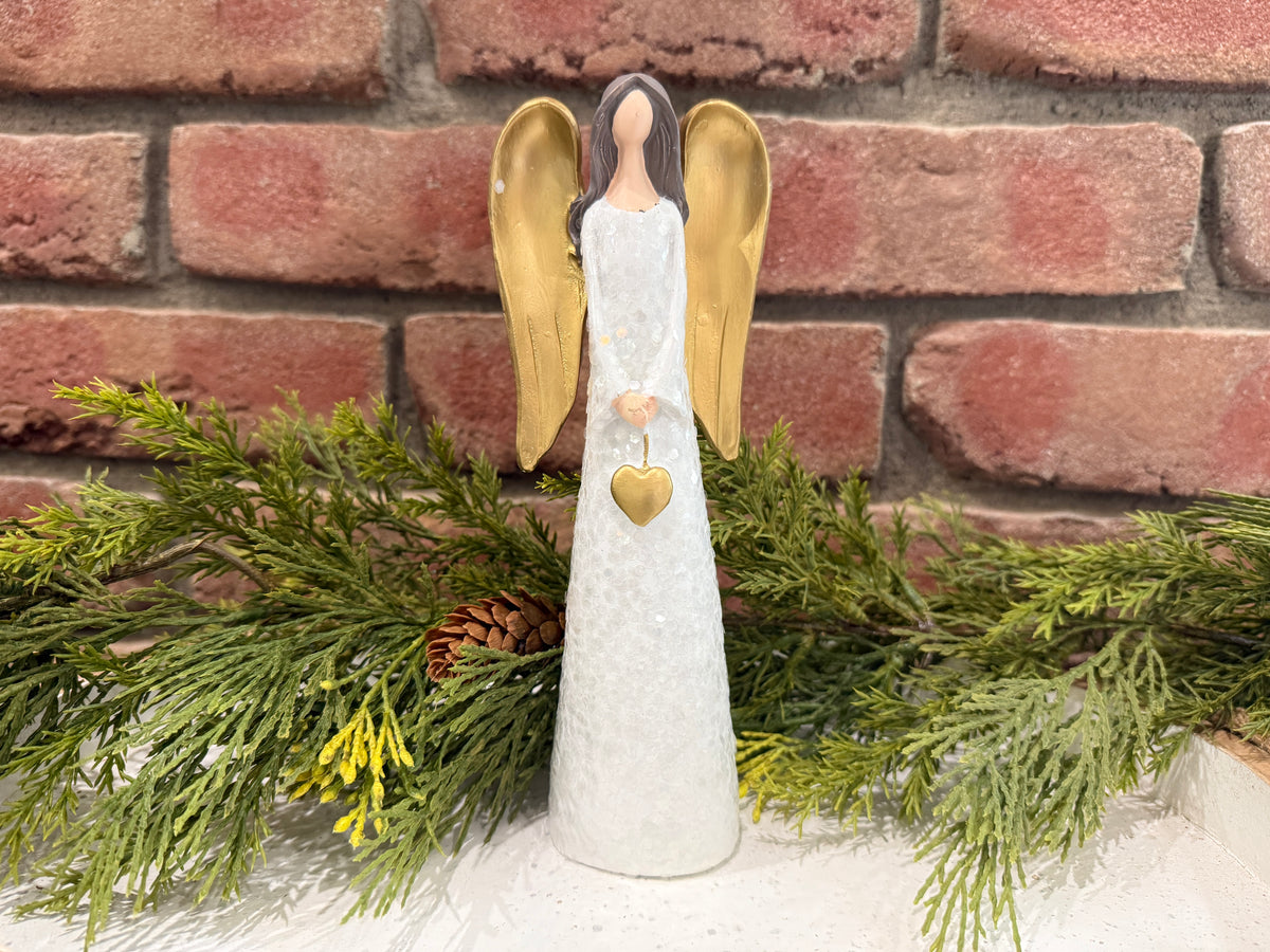 Gold and White Angel with Heart