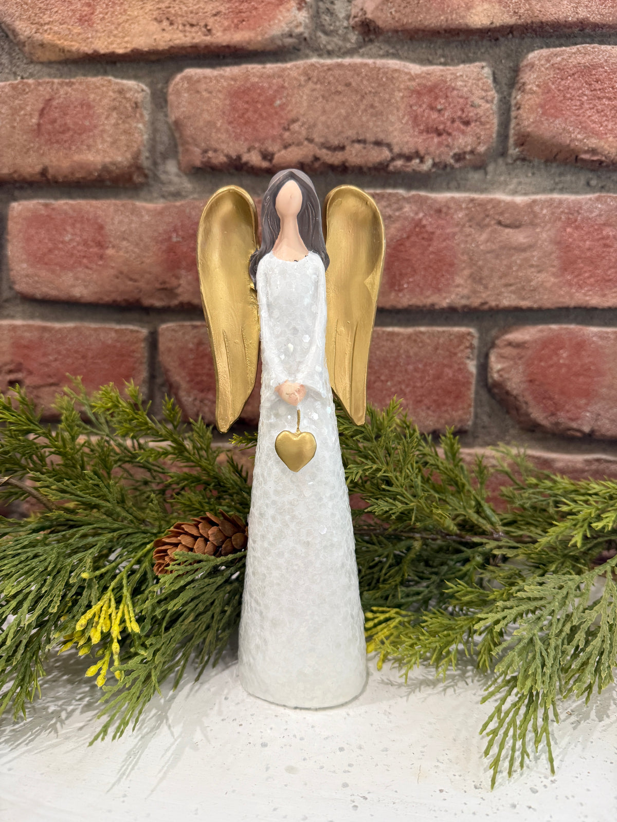 Gold and White Angel with Heart