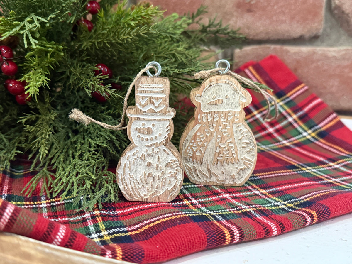 Carved Snowman Ornament - Two Styles