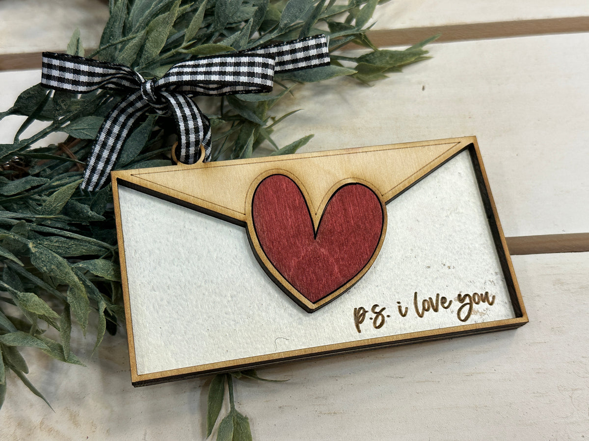 Handmade PS I Love You Ornament