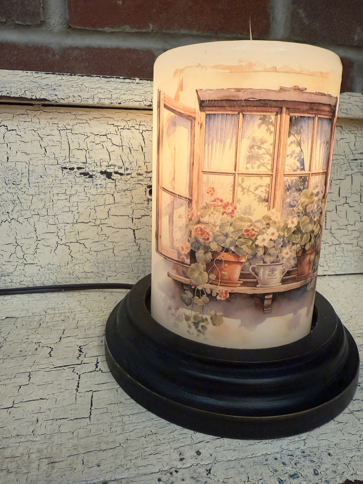 Weathered Garden Window Candle Sleeve