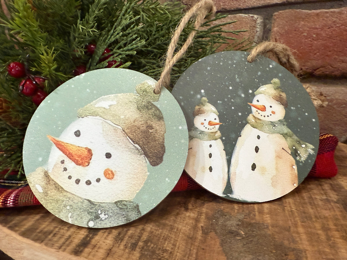 Green Snowman Ornament - 2 Styles