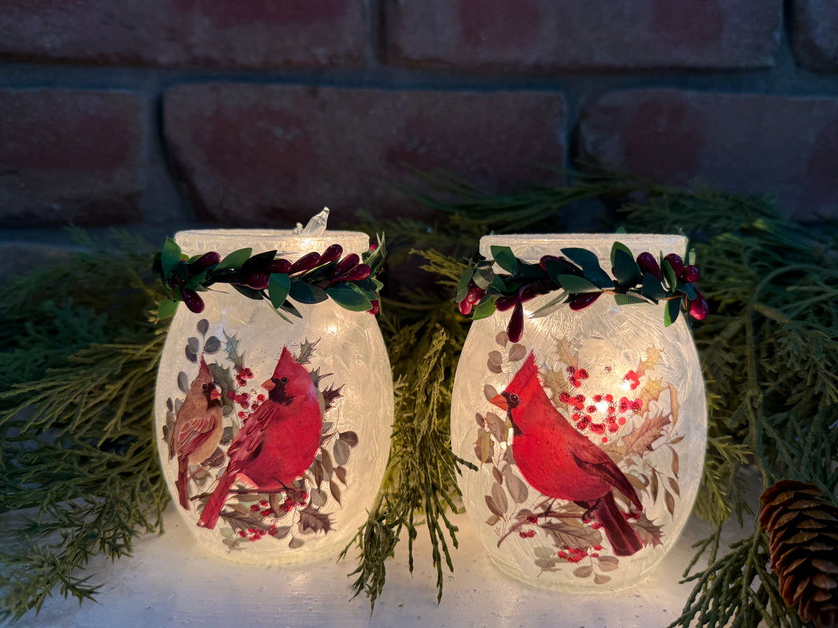 Cardinal Holiday Jar Light - 2 Styles
