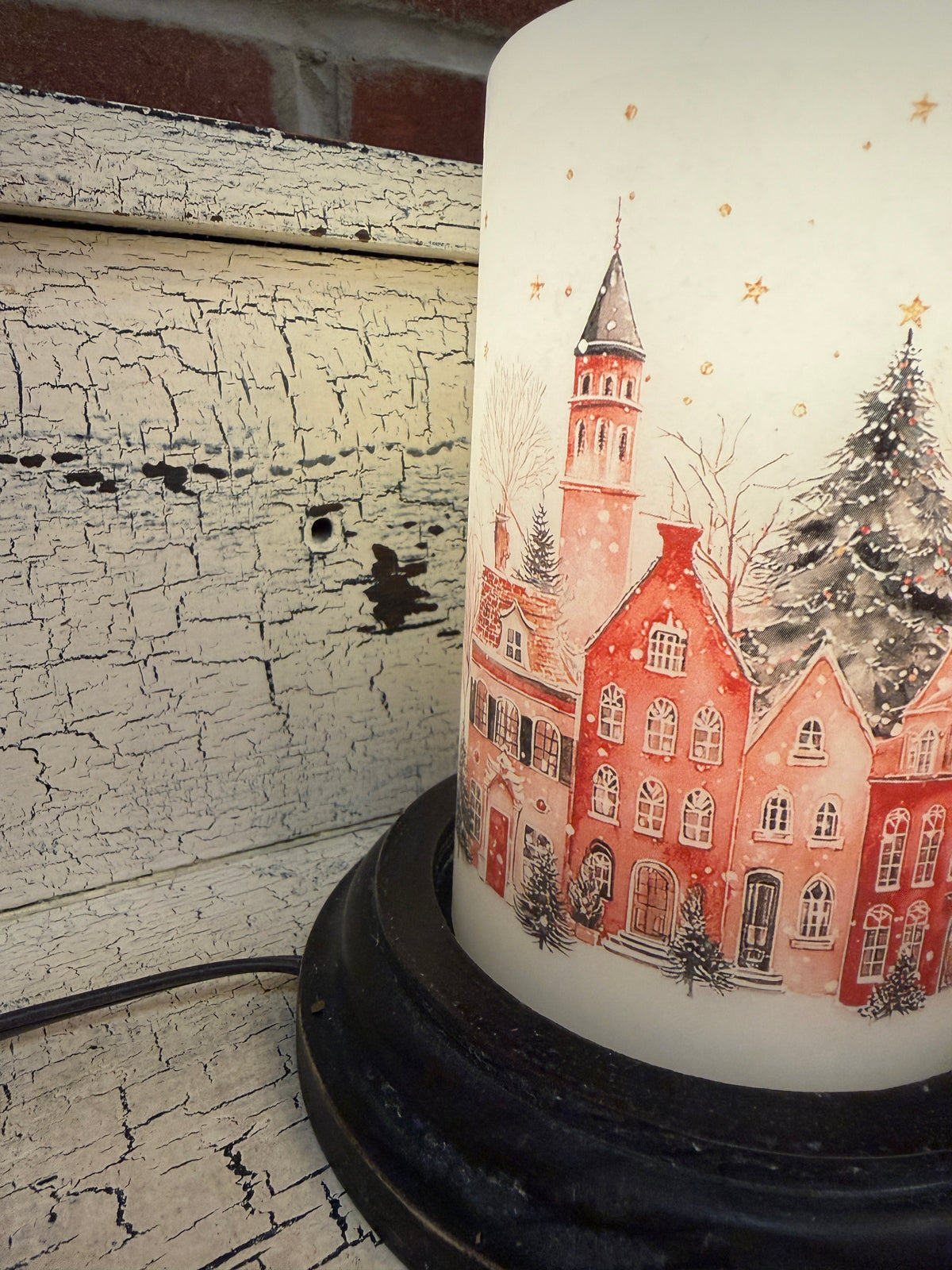 Winter Christmas Village Candle Sleeve