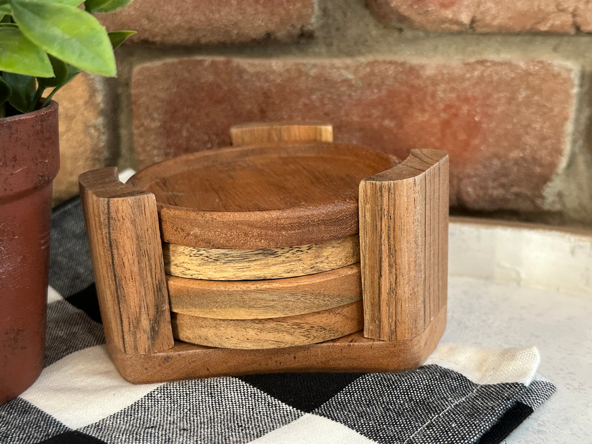 Wood Coasters with Stand
