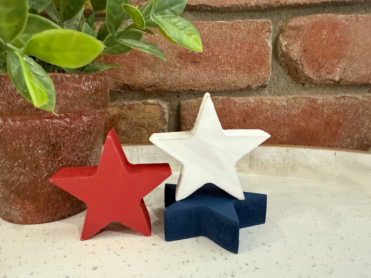 Mini Americana Wood Stars - Set of 3