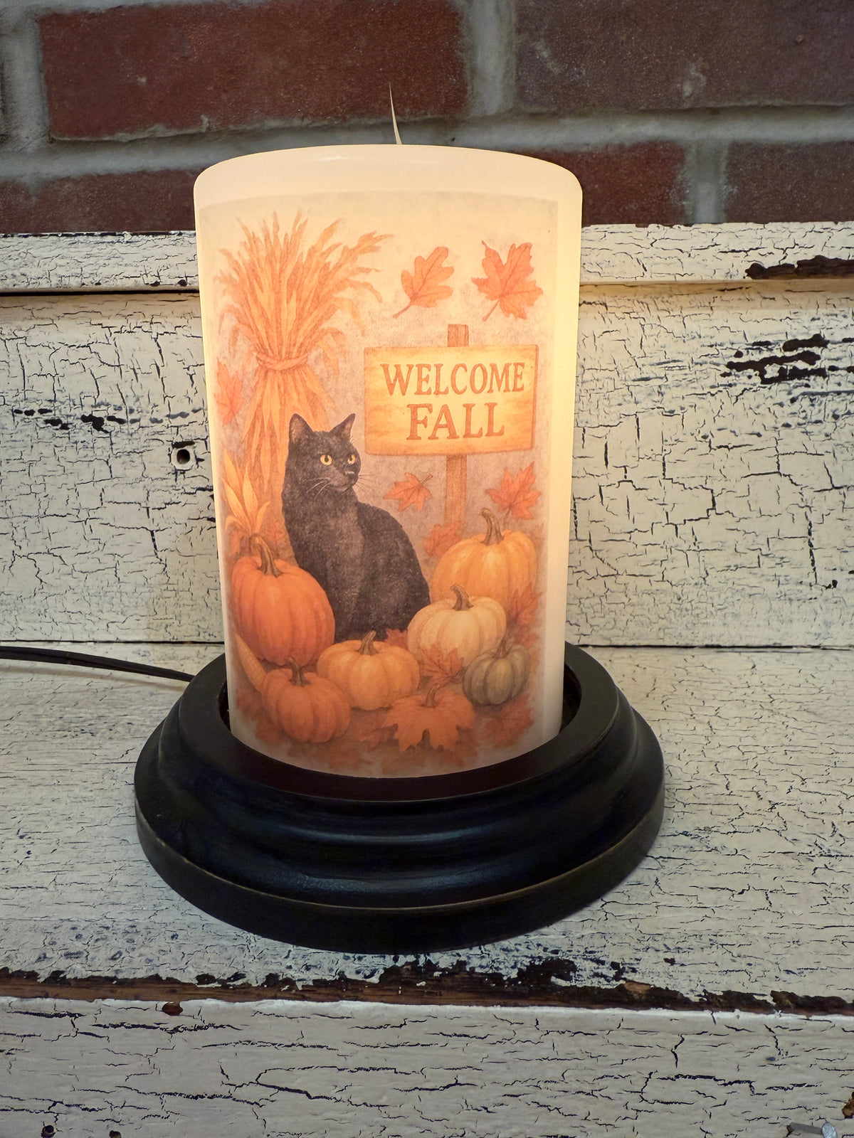 Autumn Welcome Cat Candle Sleeve