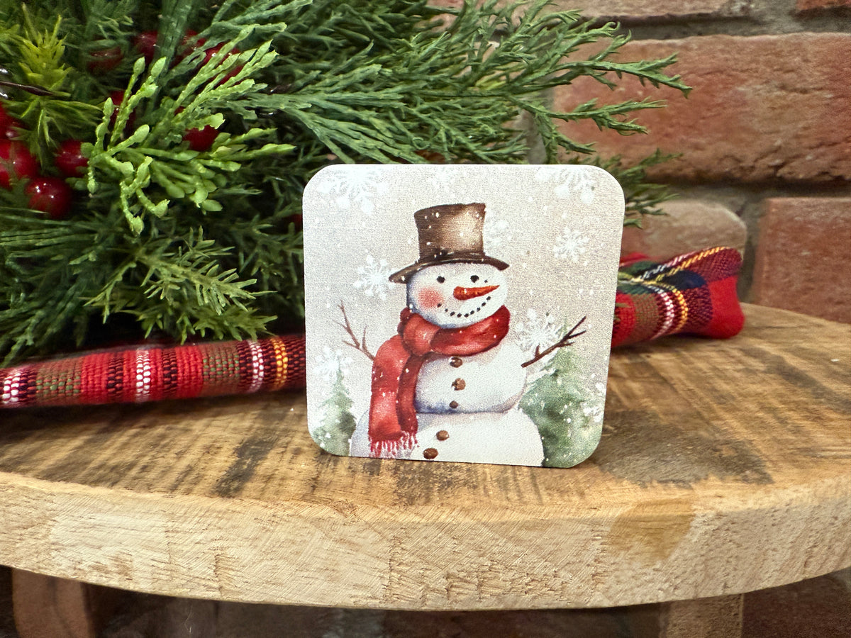 Mini Snowman Red Scarf Block -2 Styles