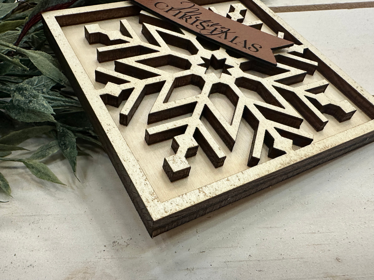 Handmade Merry Christmas Snowflake Ornament