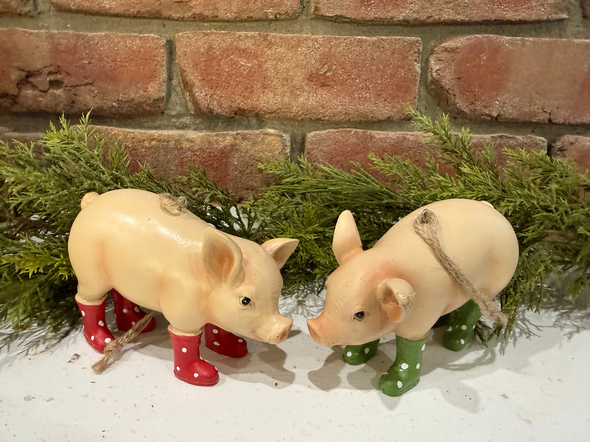 Pigs with Rain Boots Ornament - 2 Styles