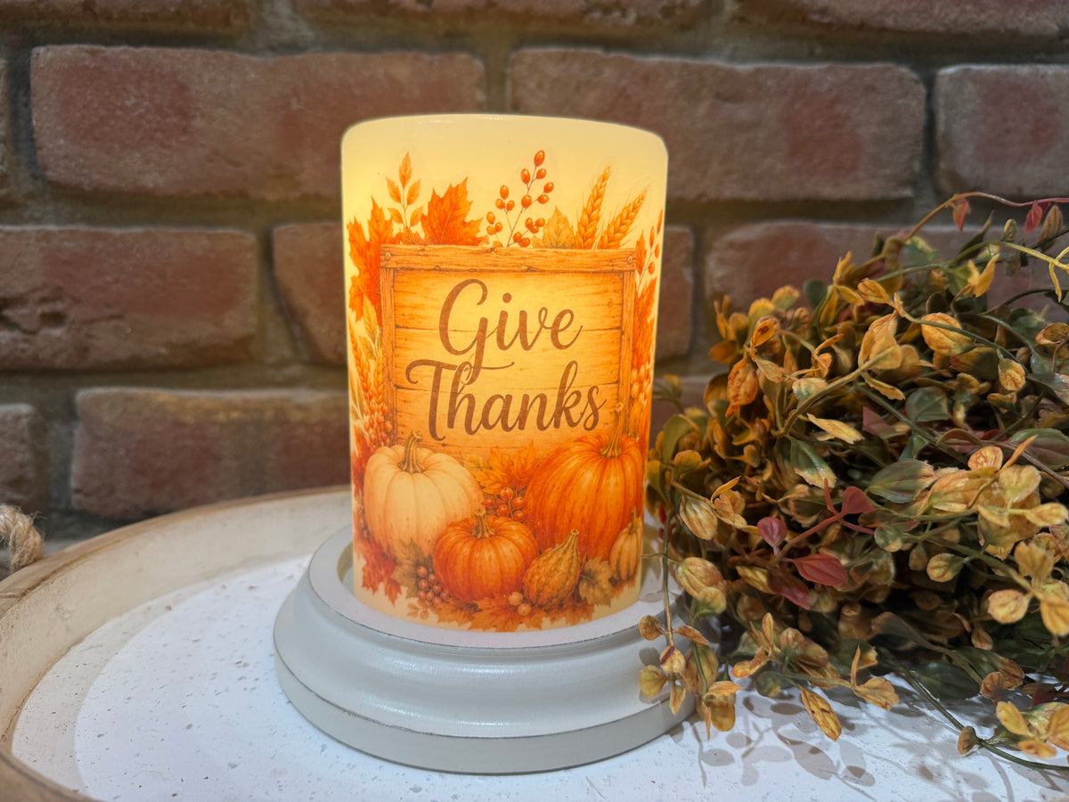 Thankful Harvest Pumpkins Candle Sleeve