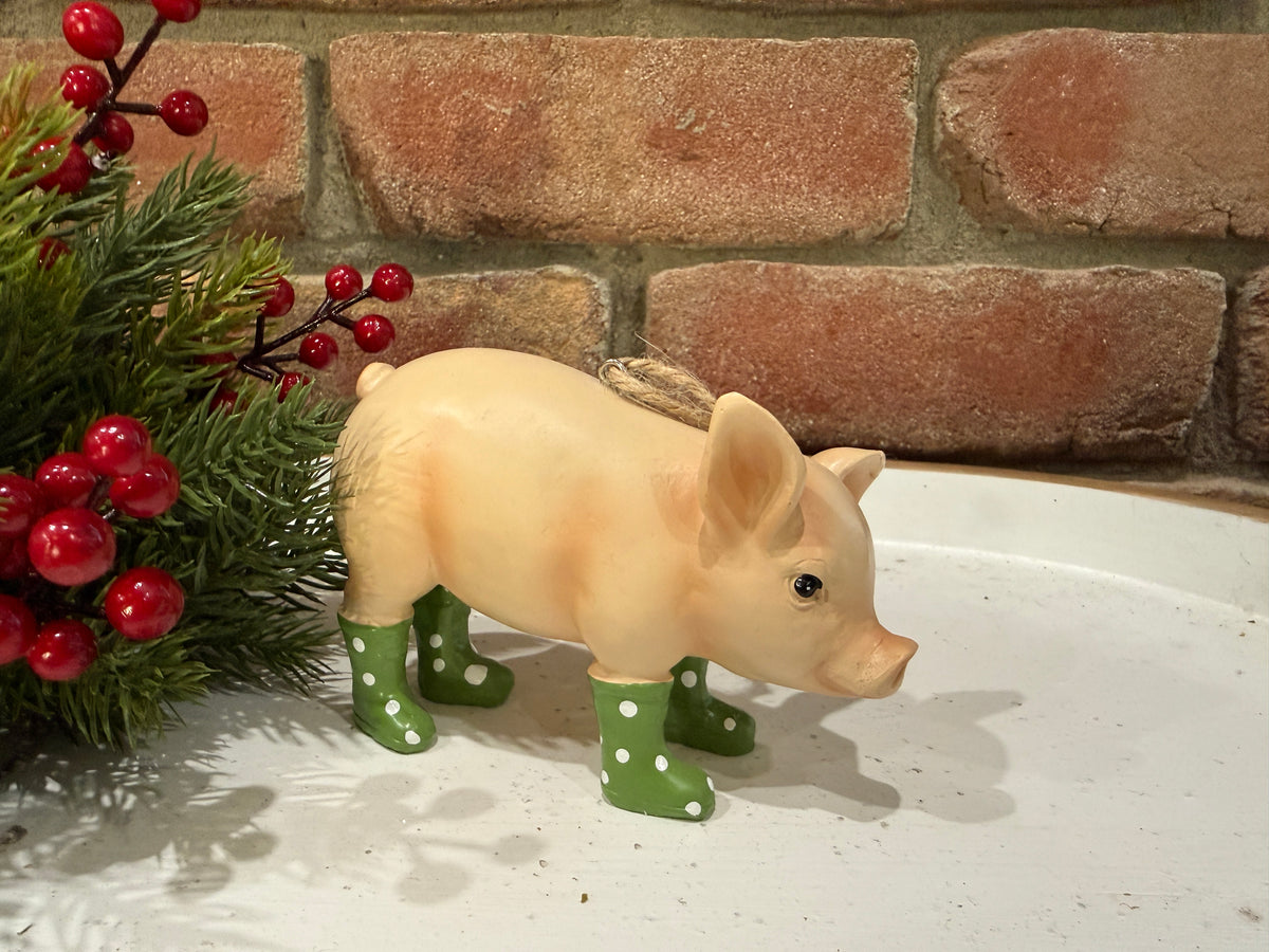 Pigs with Rain Boots Ornament - 2 Styles