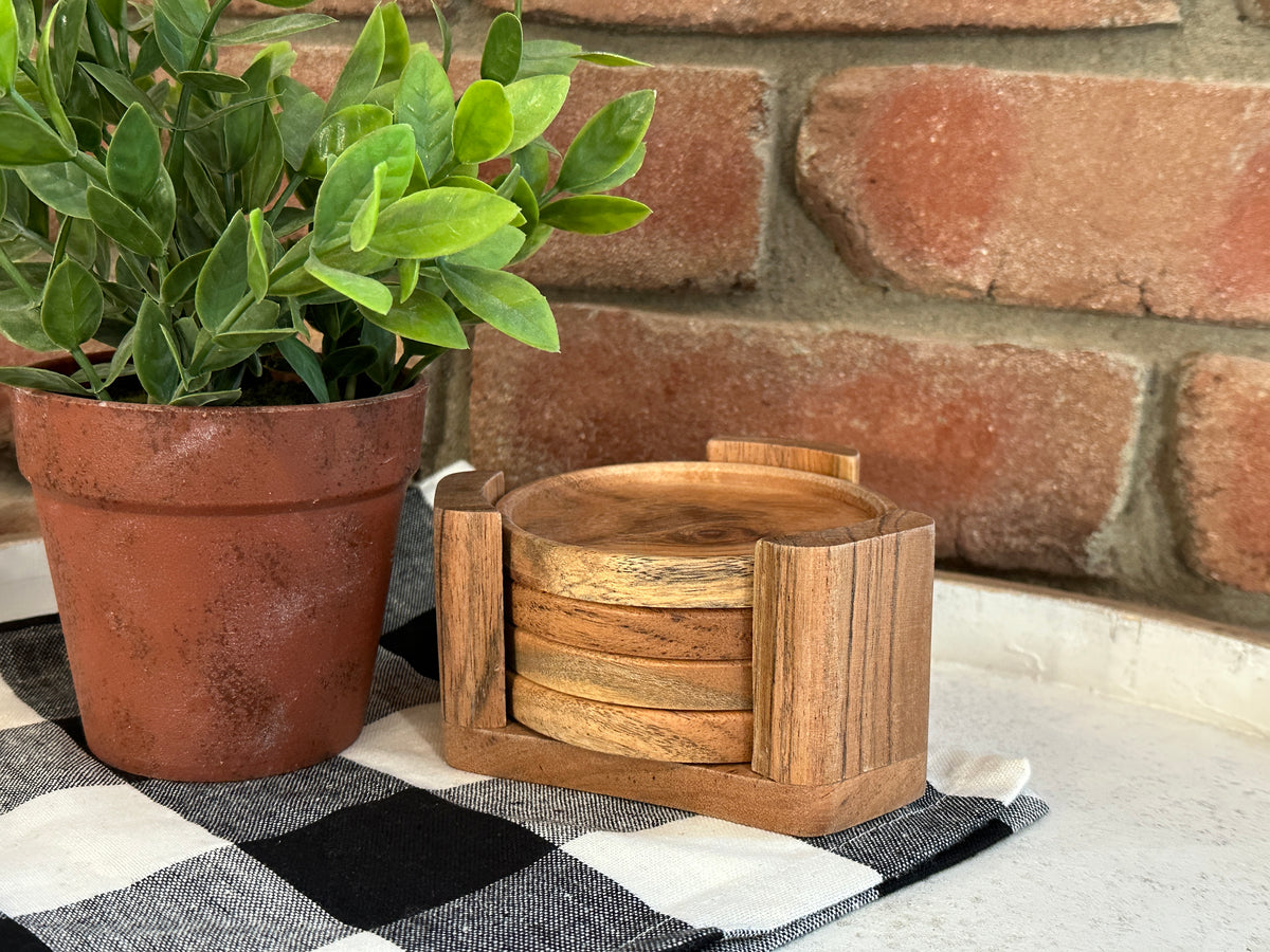 Wood Coasters with Stand