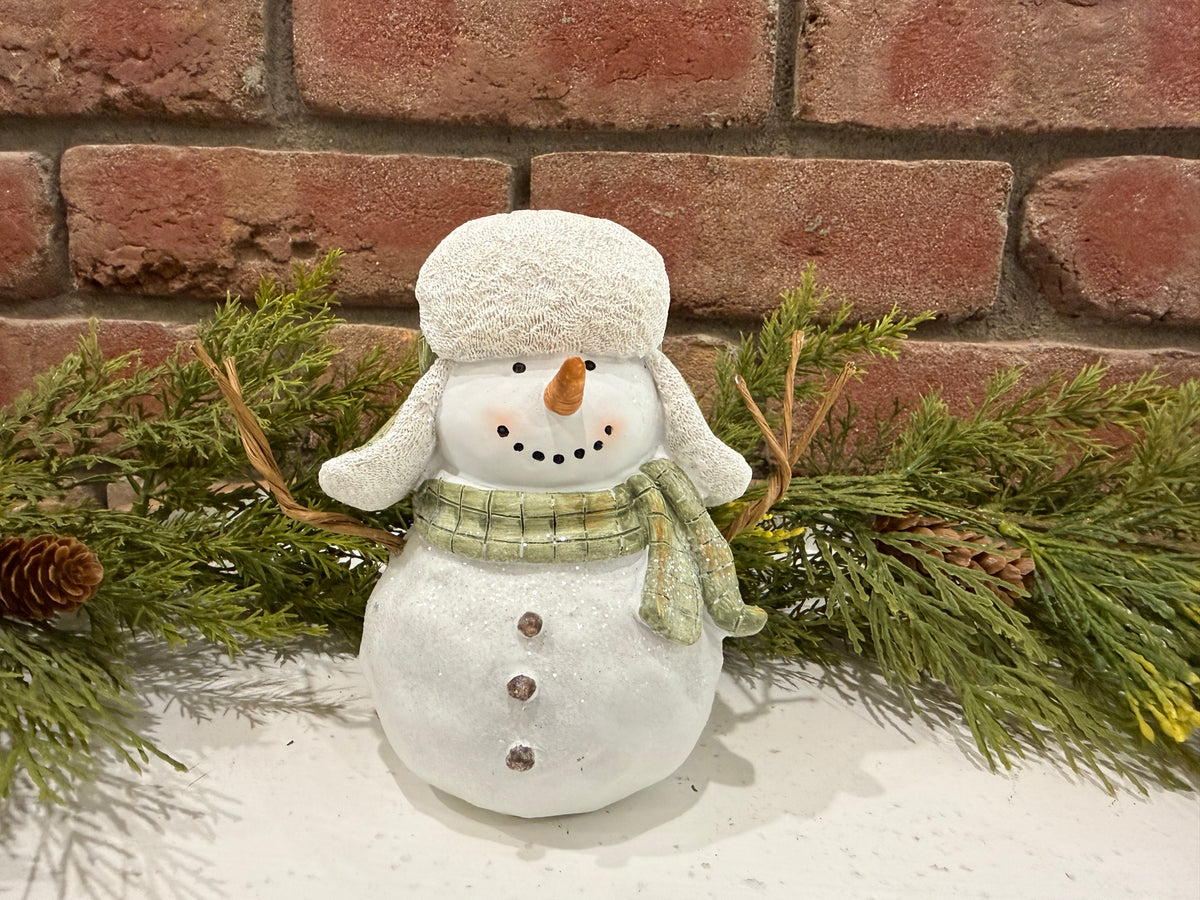 Green and White Snowman - 2 Sizes