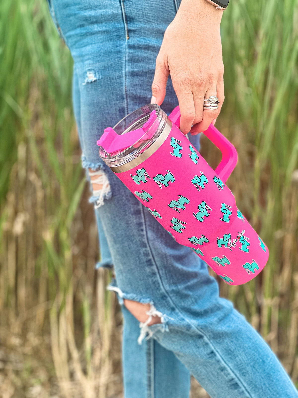 Puppie Love Logo Tumbler - Hot Pink