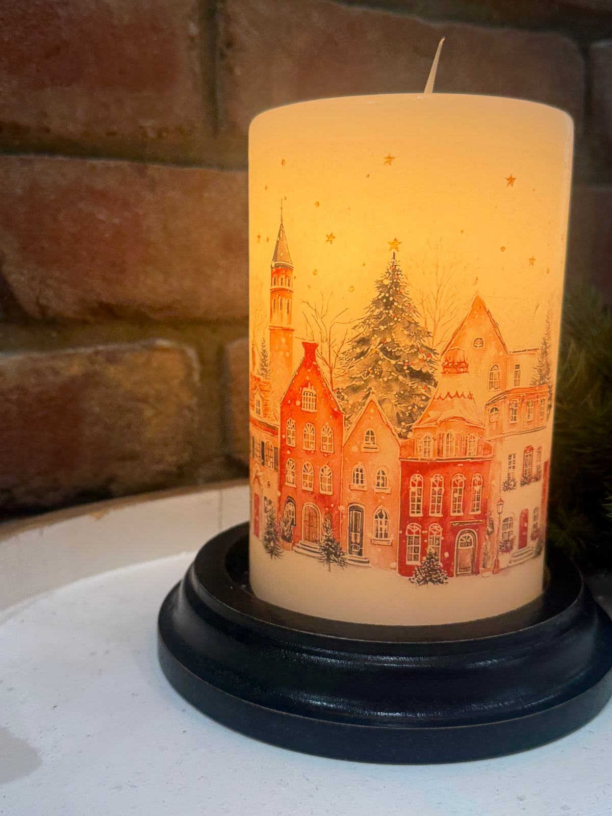 Winter Christmas Village Candle Sleeve
