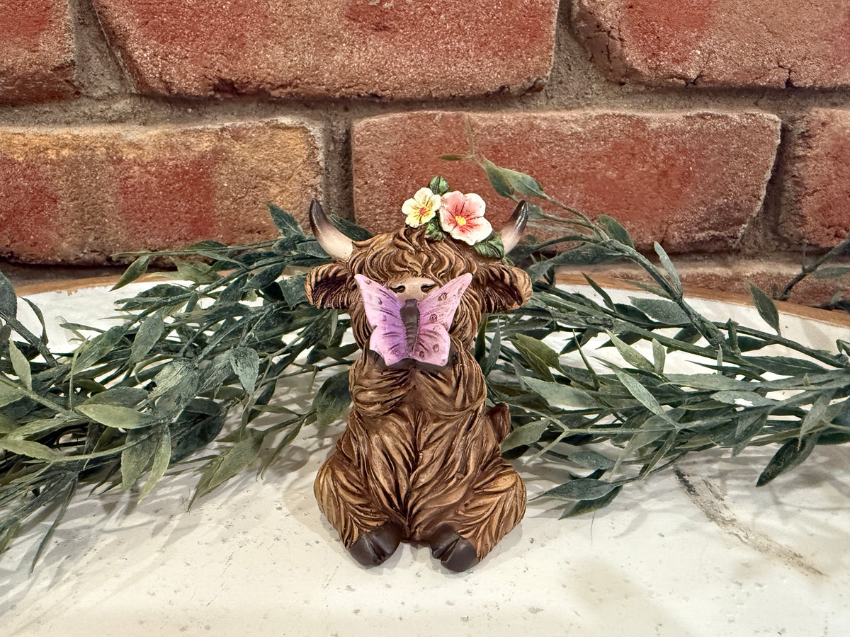 Highland Cow Butterfly &amp; Flower - 3 Styles