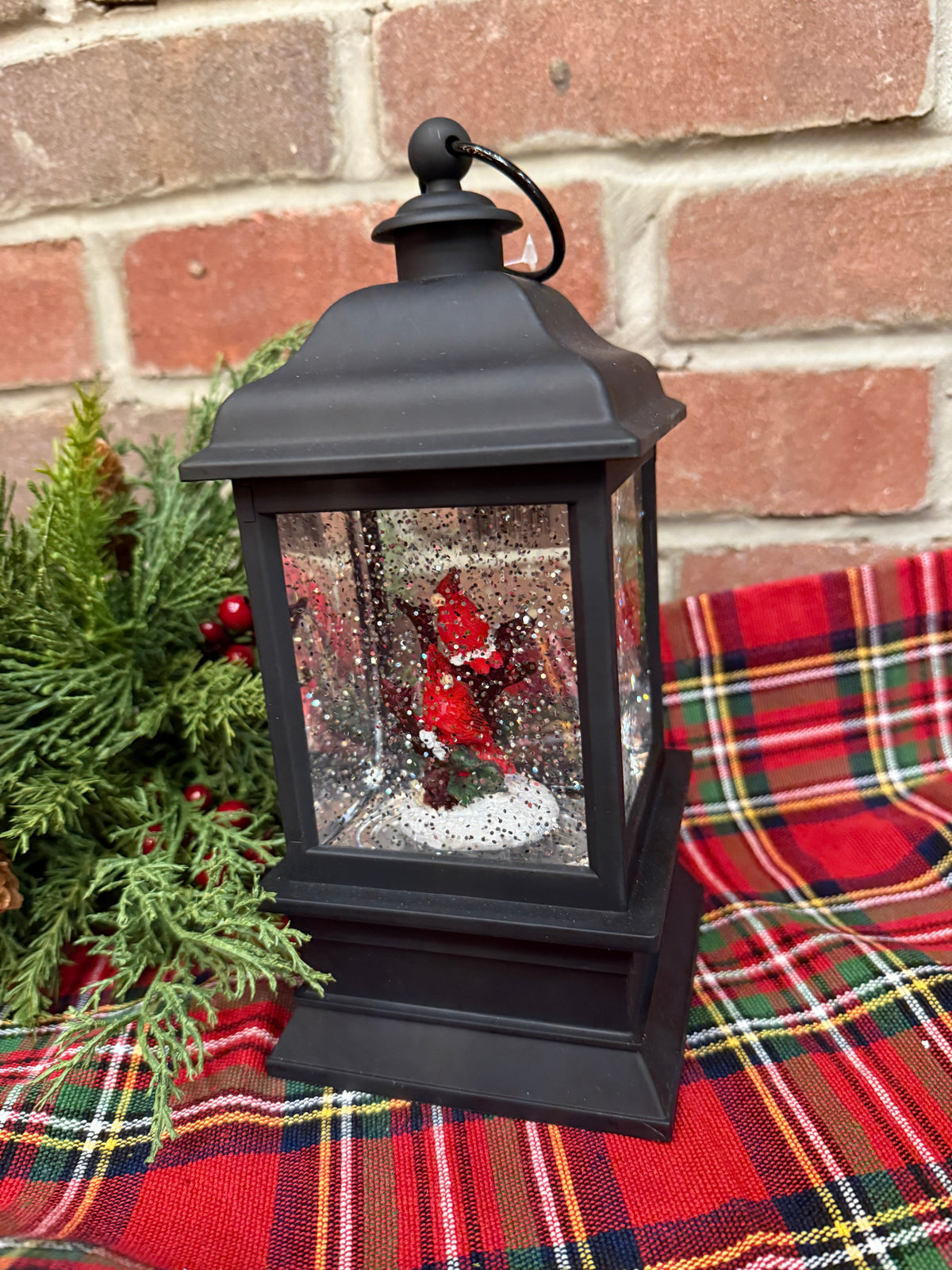 Cardinals Lighted Water Globe Lantern