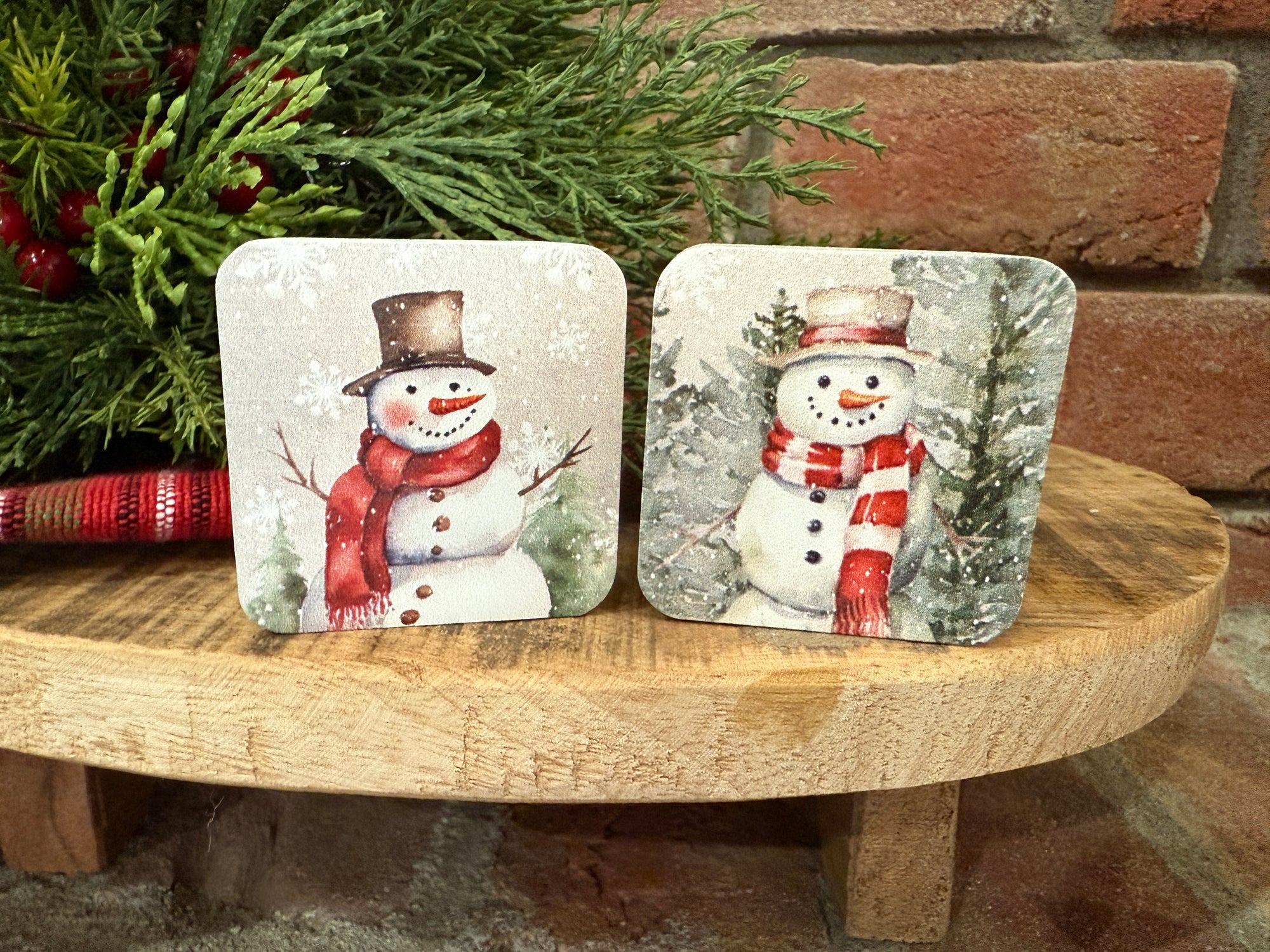 Mini Snowman Red Scarf Block -2 Styles