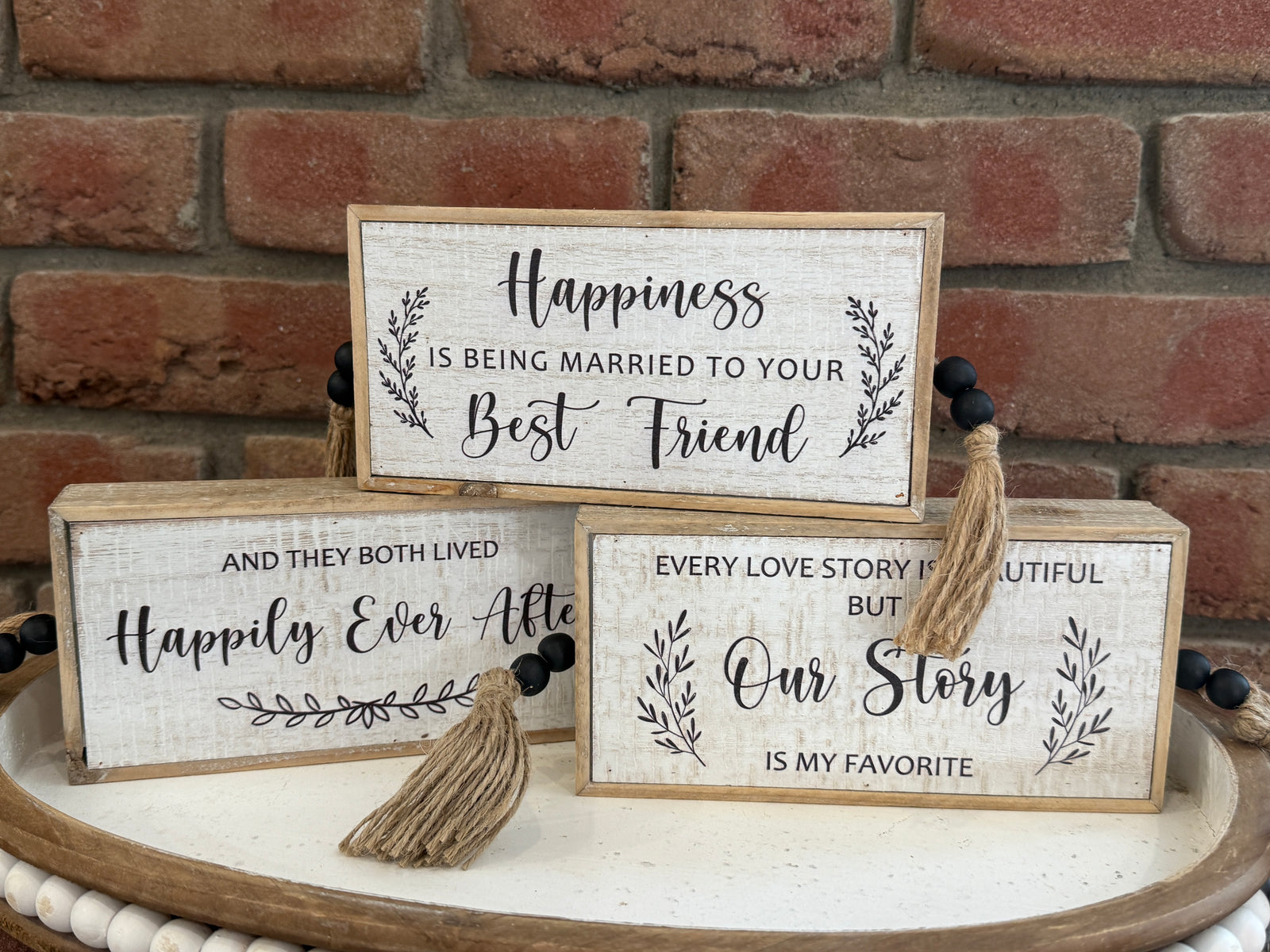 Wood Sign with Beads - 3 Styles