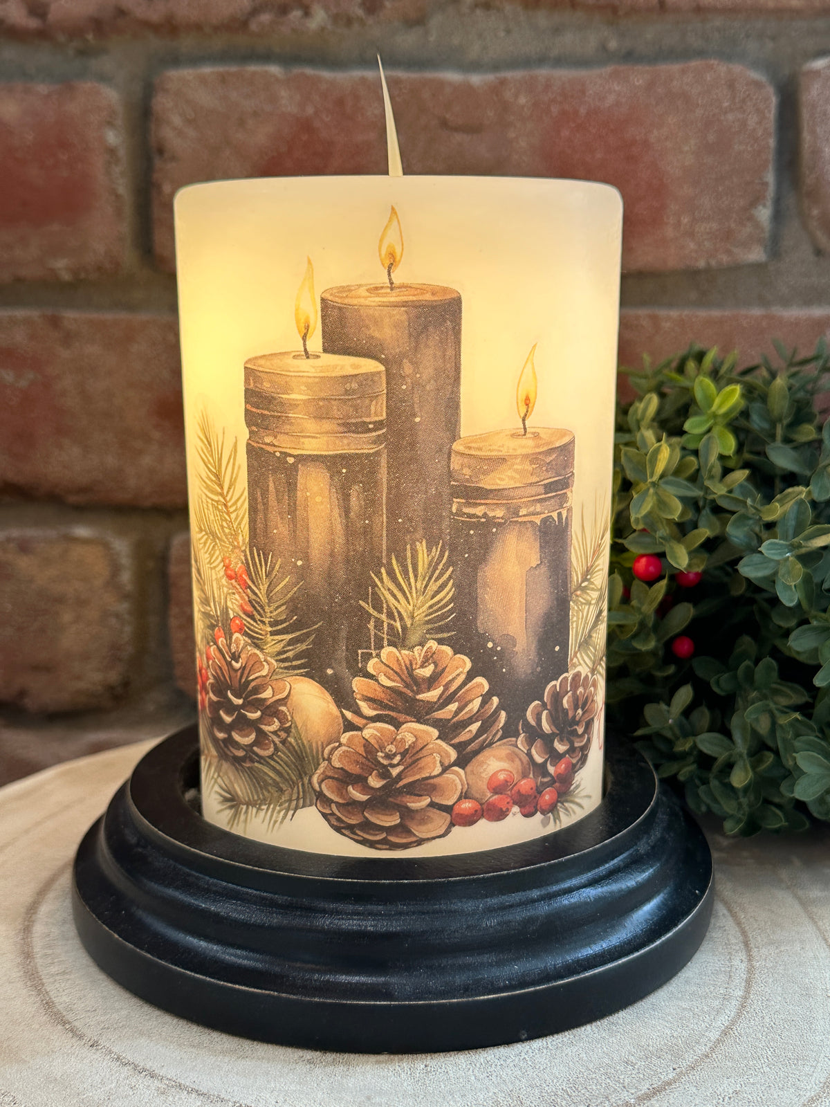 Black Triple Candle Holiday Candle Sleeve