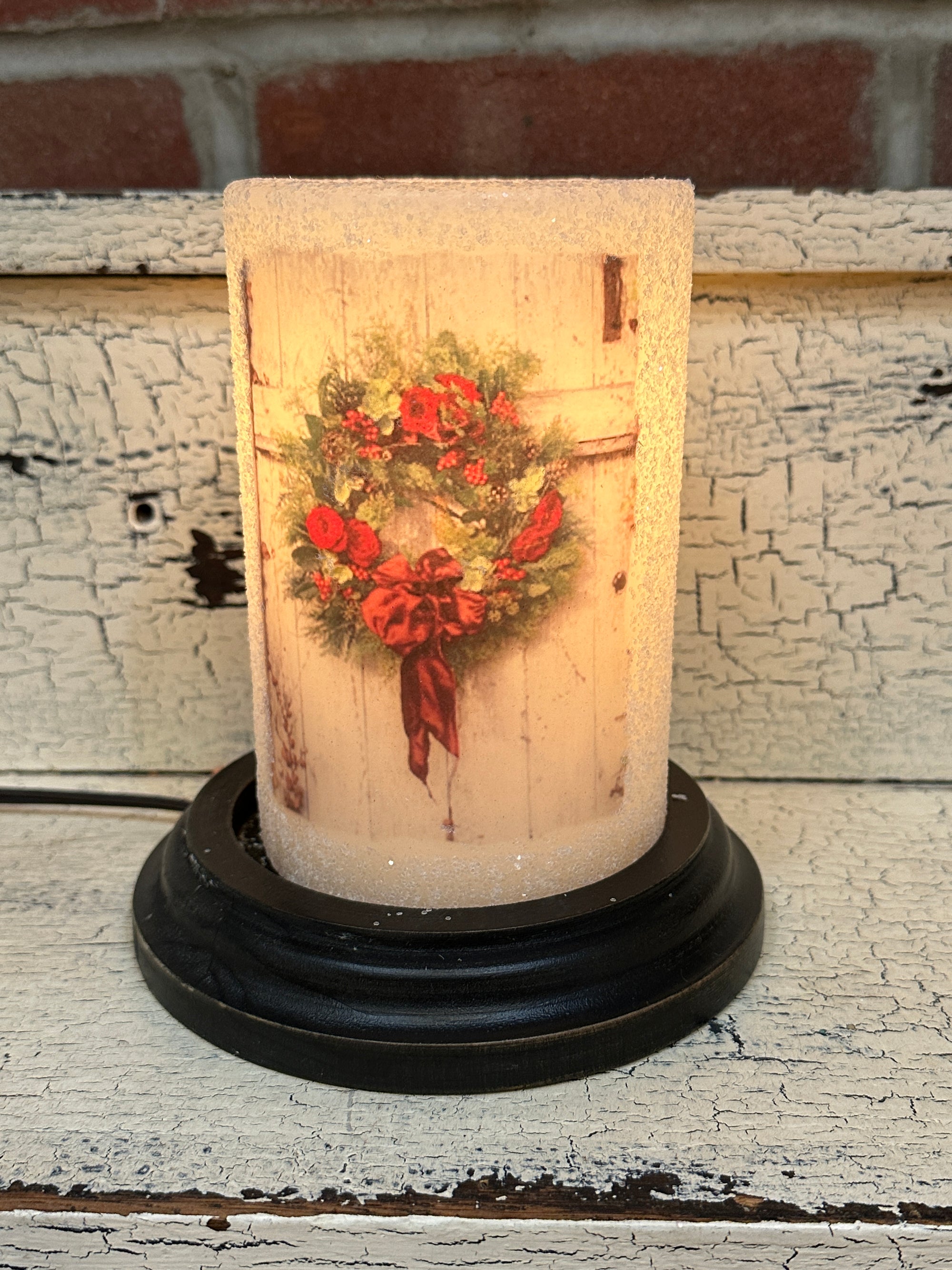 Vintage Christmas Wreath Candle Sleeve