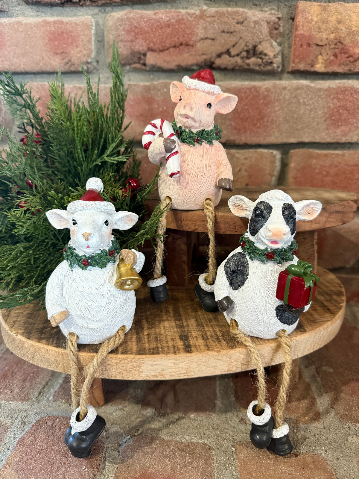 Holiday Farm Animal Shelf Sitter - 3 Styles