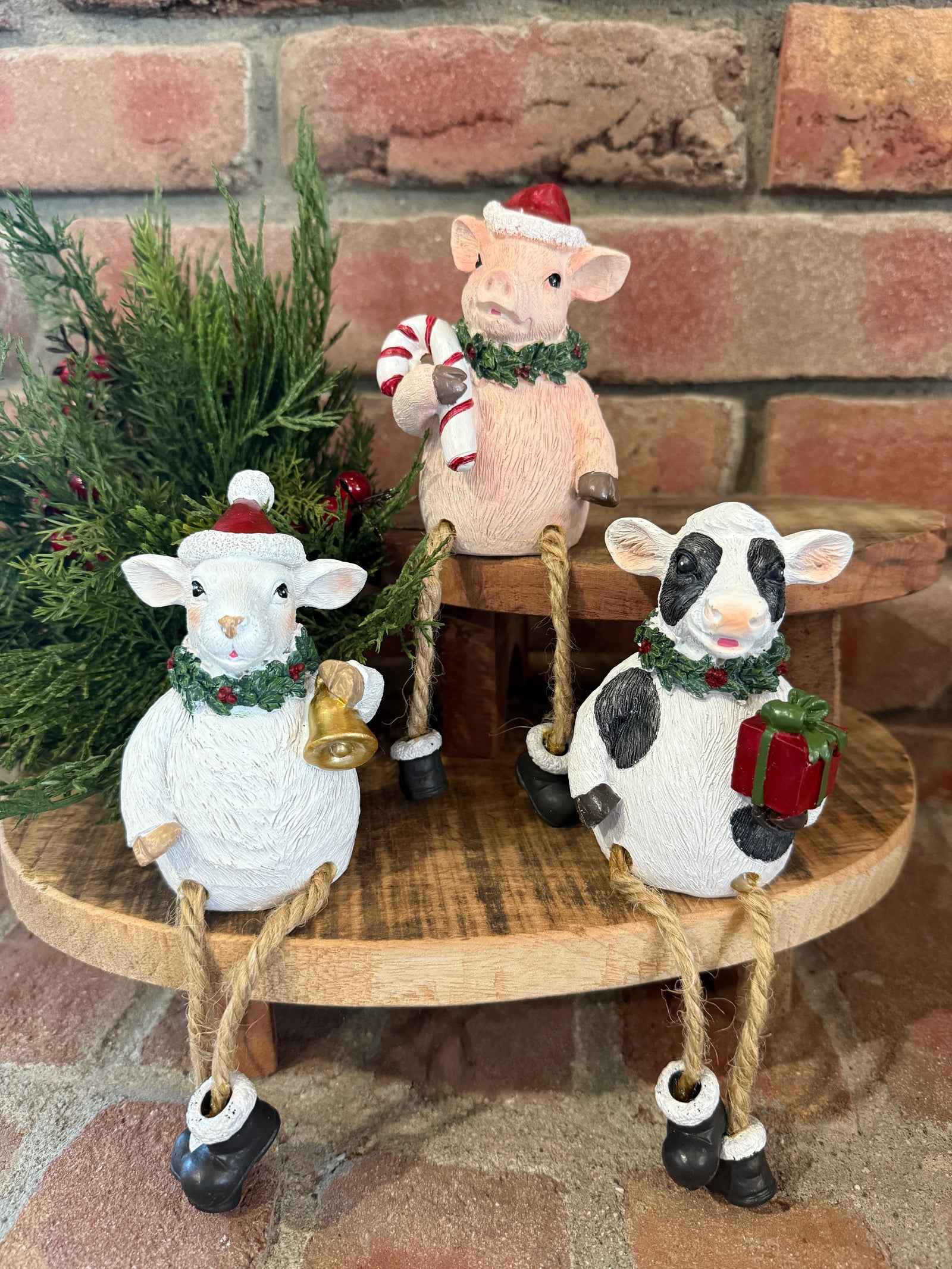 Holiday Farm Animal Shelf Sitter - 3 Styles