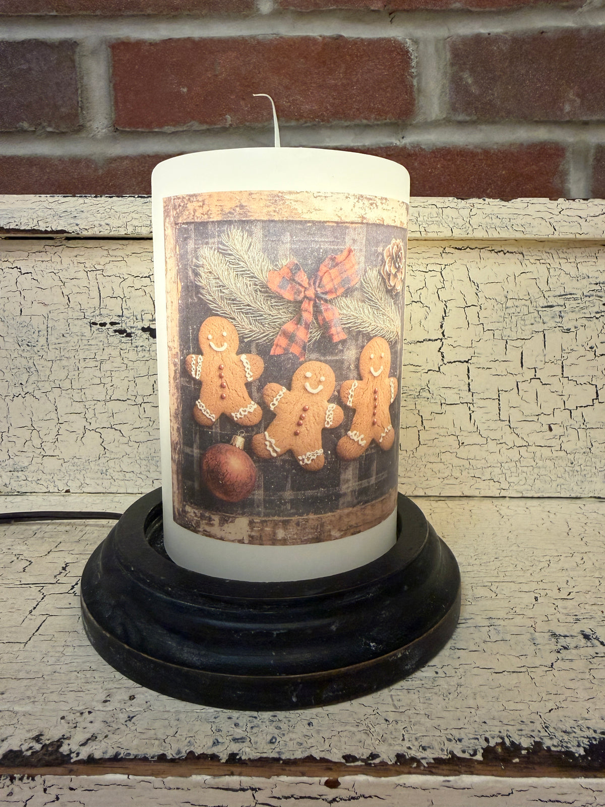 Homespun Plaid Gingerbread Candle Sleeve