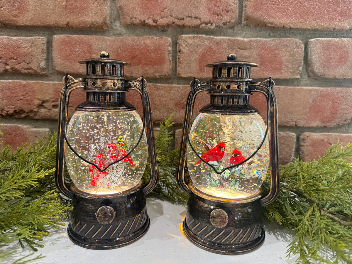 Spinning Water Globe Lantern with Cardinals - 2 Styles