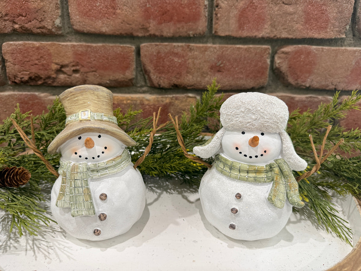 Green and White Snowman - 2 Sizes