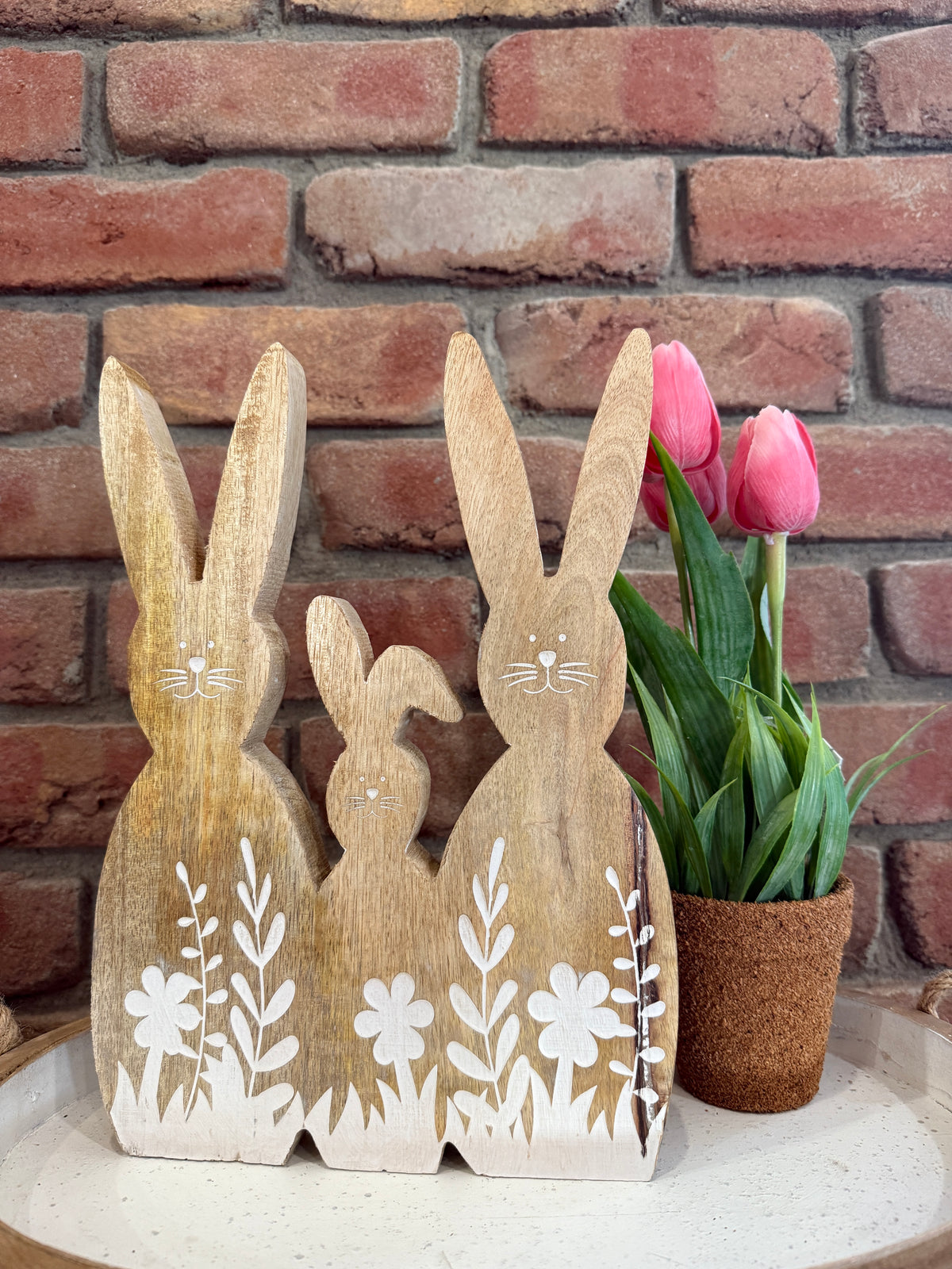 Trio Wooden Bunny