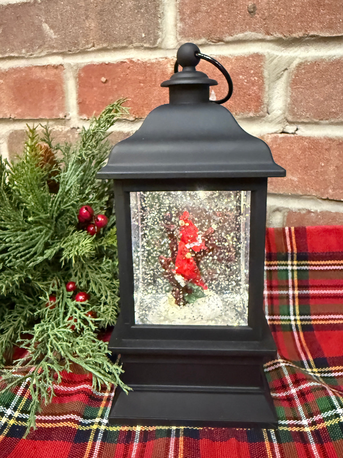 Cardinals Lighted Water Globe Lantern