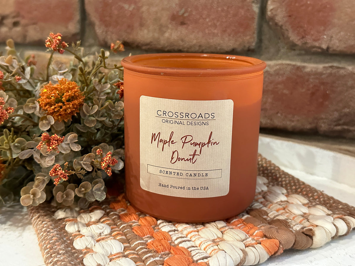 Maple Pumpkin Donut Colored Glass 14 oz Candle