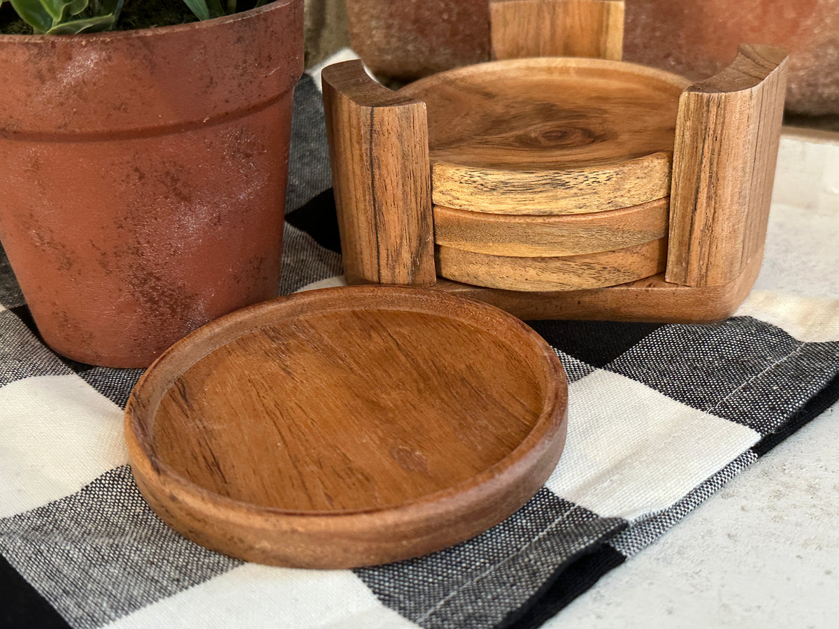 Wood Coasters with Stand