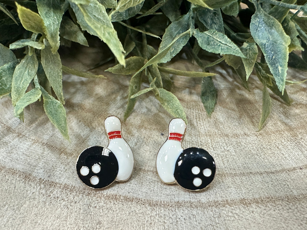 Bowling Enamel Stud Earrings