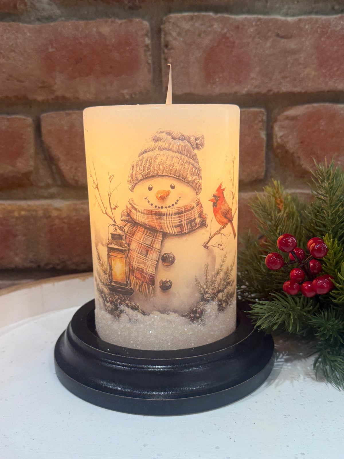 Woodsy Wilbur Snowman Candle Sleeve