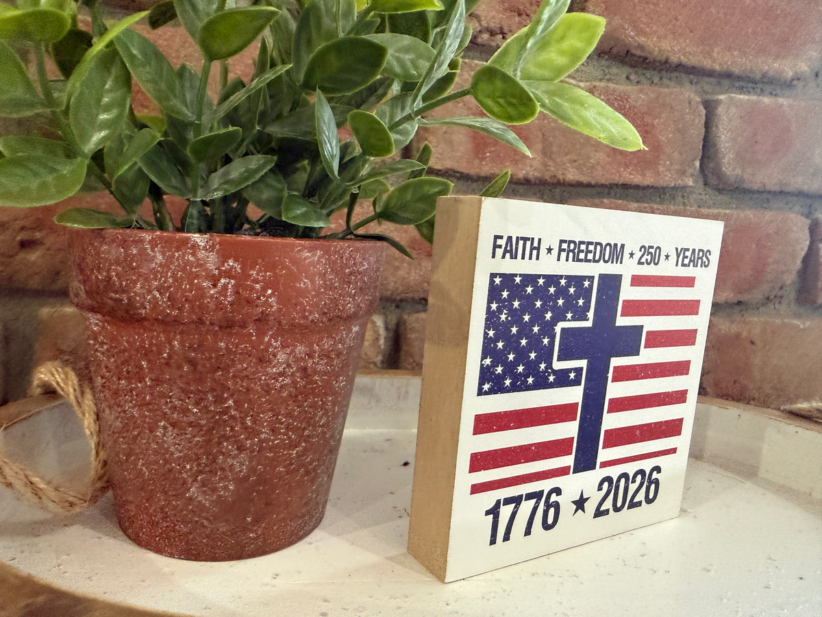 America 250 Wood Block Sign