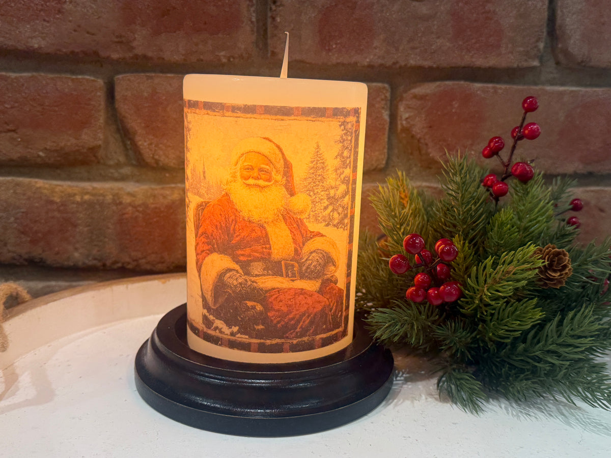 Homespun Plaid Santa Candle Sleeve