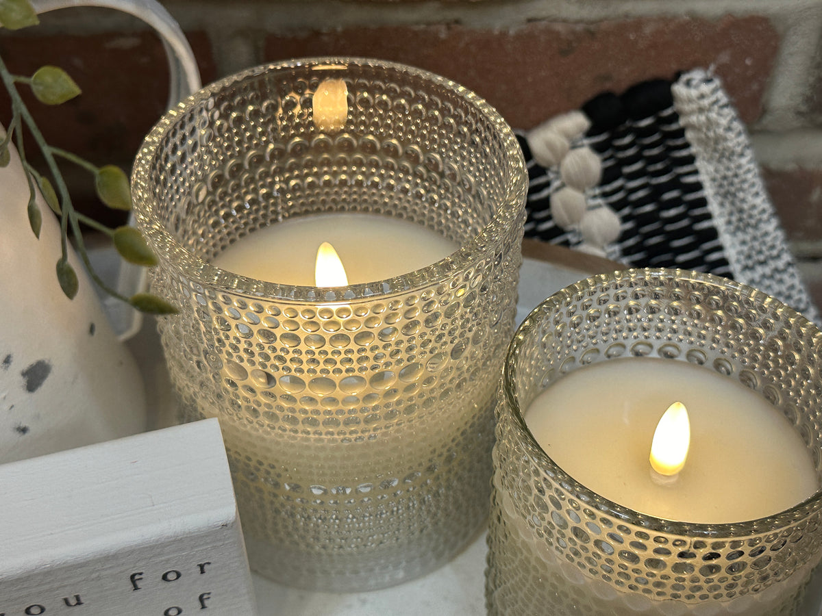 Dotted Glass 3D Flame Candle - 2 Sizes
