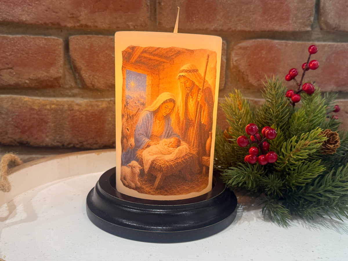 Night Nativity Family Candle Sleeve