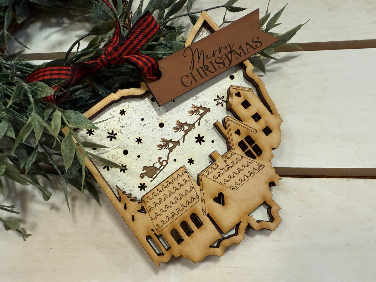 Handmade Ohio Santa’s Sleigh Ornament